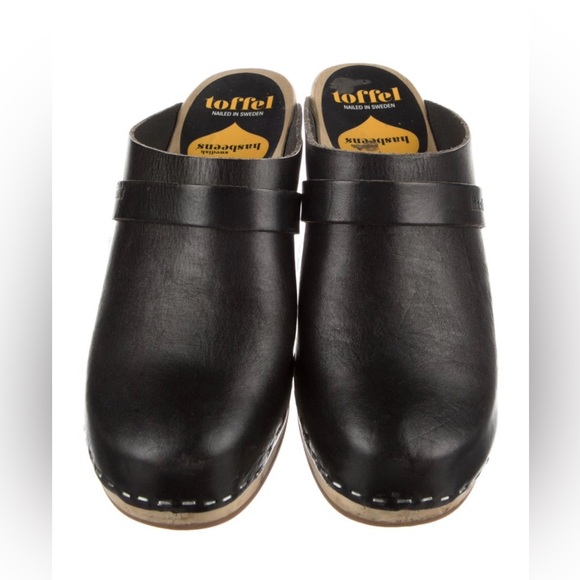 Swedish Hasbeens Black Leather Mules EU 38 (US 8) - Picture 2 of 5